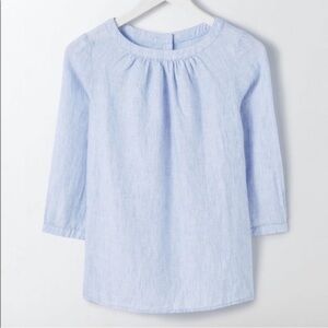 Boden Linen Katie Top Blue White Stripe Button Back Shirt Sz 4 Style WA791